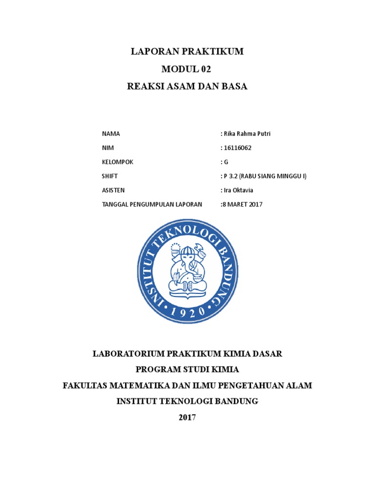 Contoh Laporan Praktikum Kimia Itb