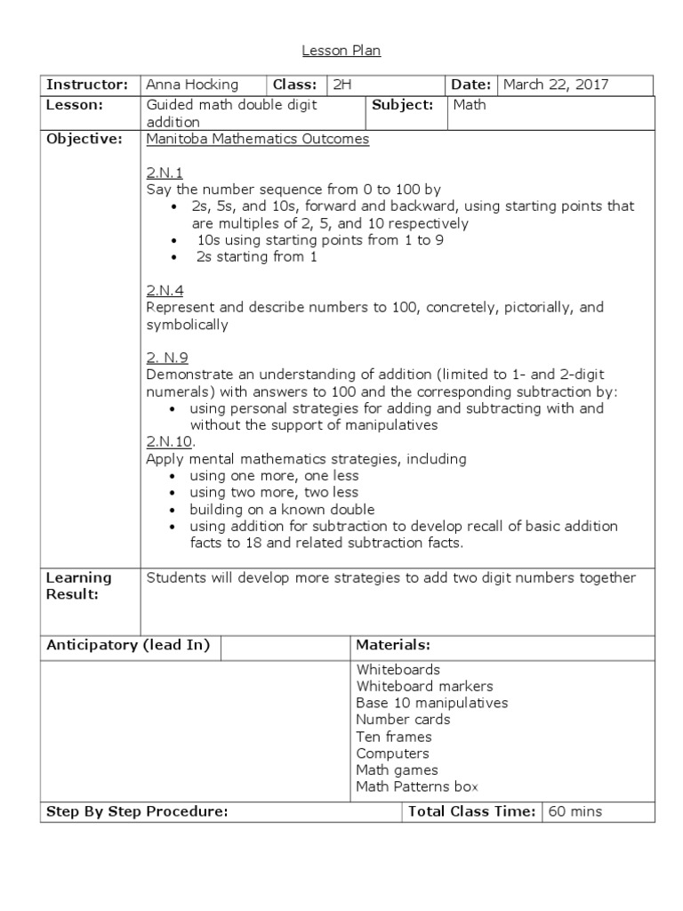 Guided Math Lesson | PDF | Subtraction | Teaching Mathematics