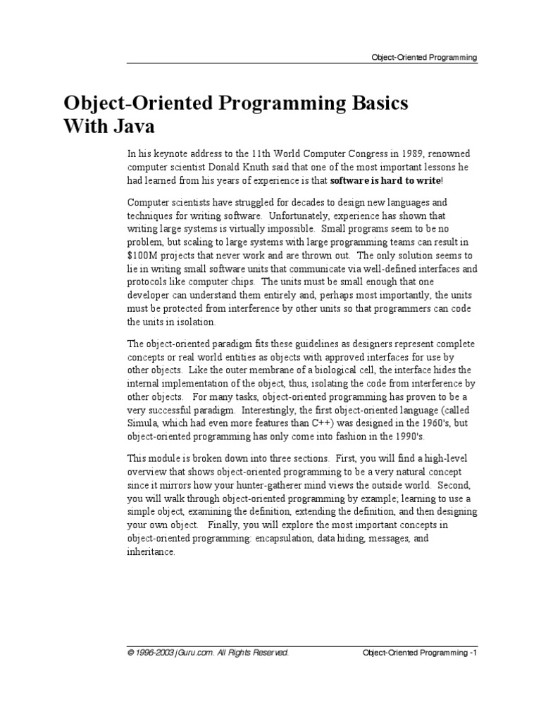 OOProgWithJava Notes | PDF