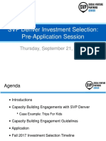 SVP Denver Investment Selection: Pre-Application Session: Thursday, September 21, 2017