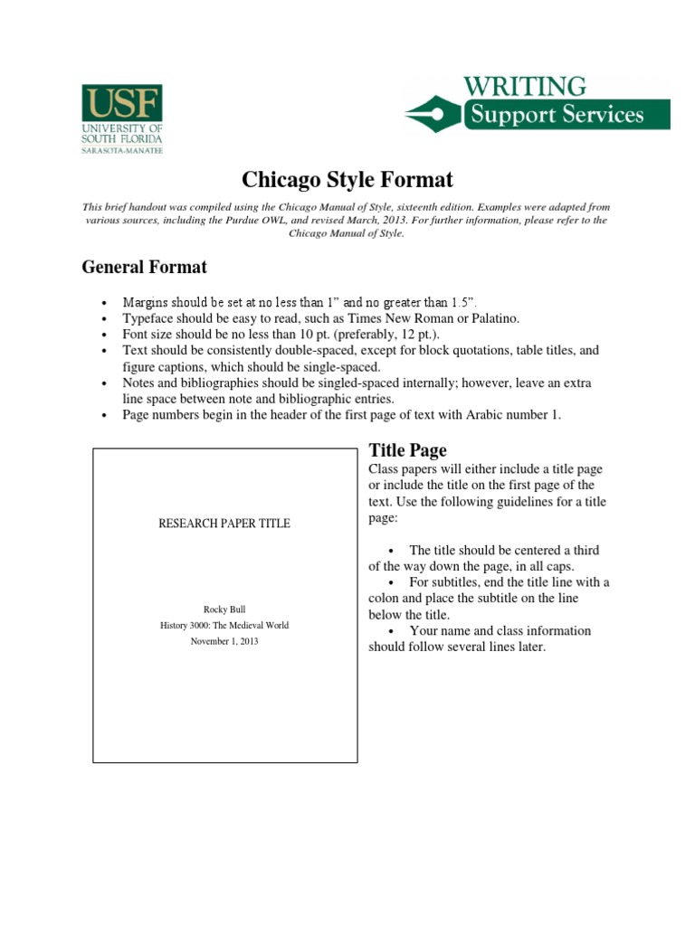 Chicago Style Format PDF Note (Typography) Citation