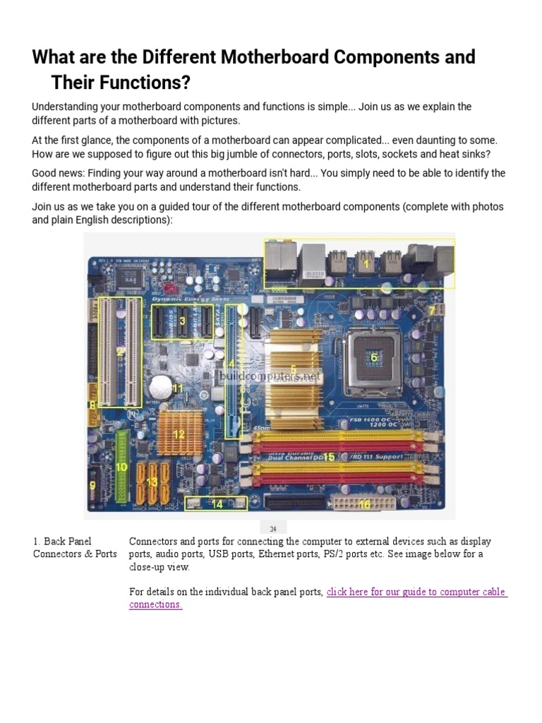 An Illustrated Guide to Motherboard Components and Their Functions
