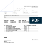 IIT Jodhpur Academic Registration Form