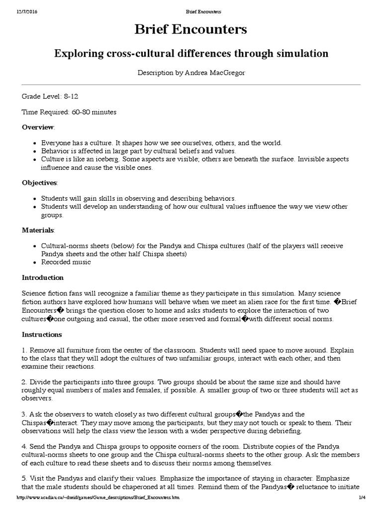 Brief Encounters PDF Norm (Social) Cross Cultural Communication