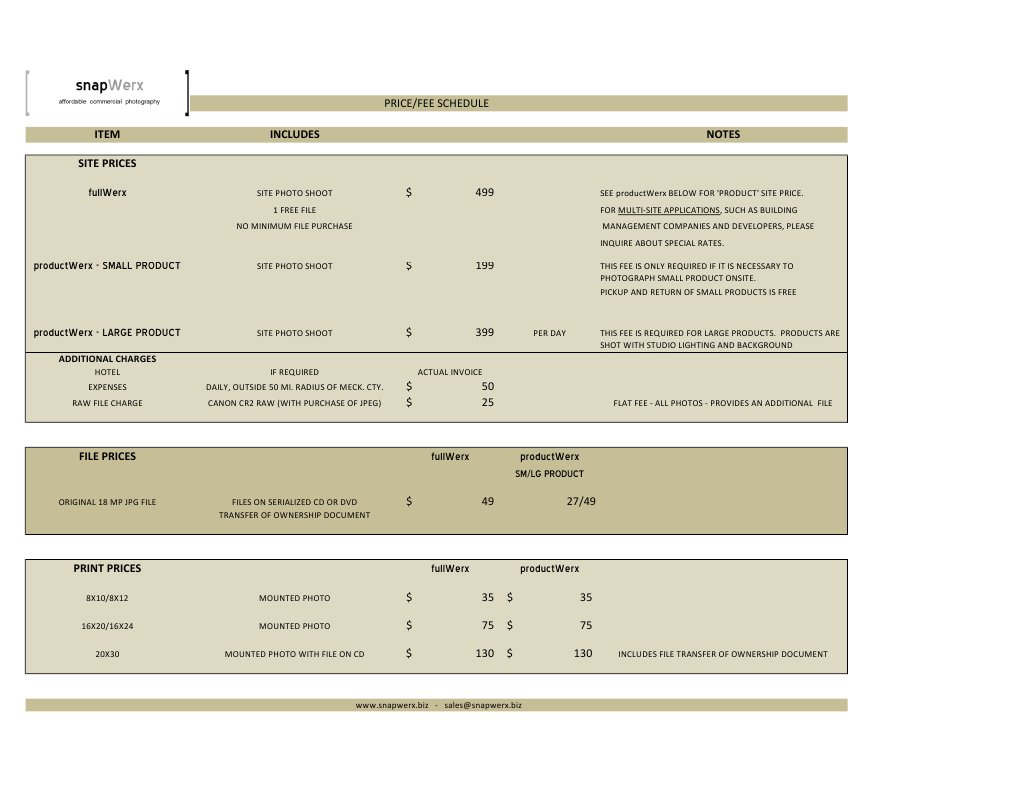Photography Pricing and Services Guide | PDF | Media Technology ...
