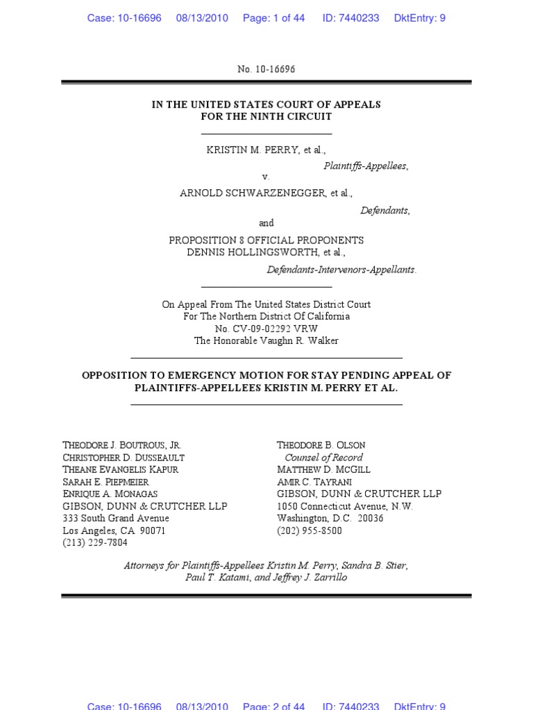 Plaintiffs Opp To Motion To Stay | PDF