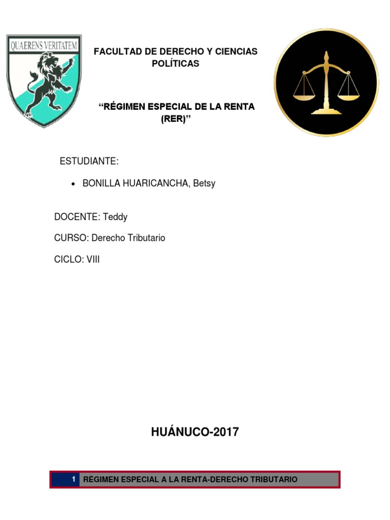 Régimen Especial del Impuesto a la Renta | PDF | Impuesto sobre la ...