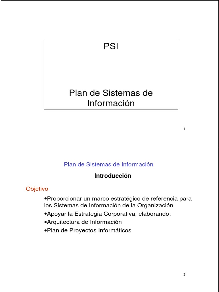 Psi - Plan de Sistemas de Información | PDF | Sistema de informacion ...