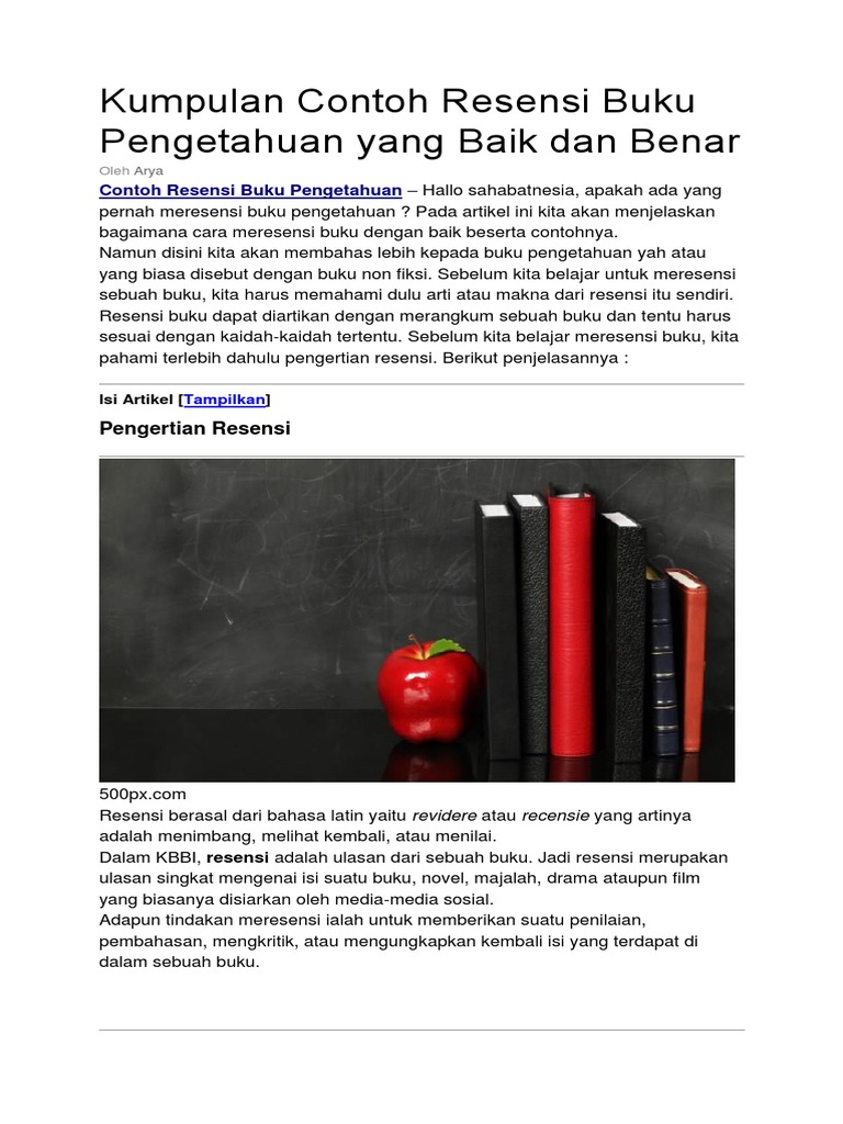 Kumpulan Contoh Resensi Buku Pengetahuan yang Baik dan