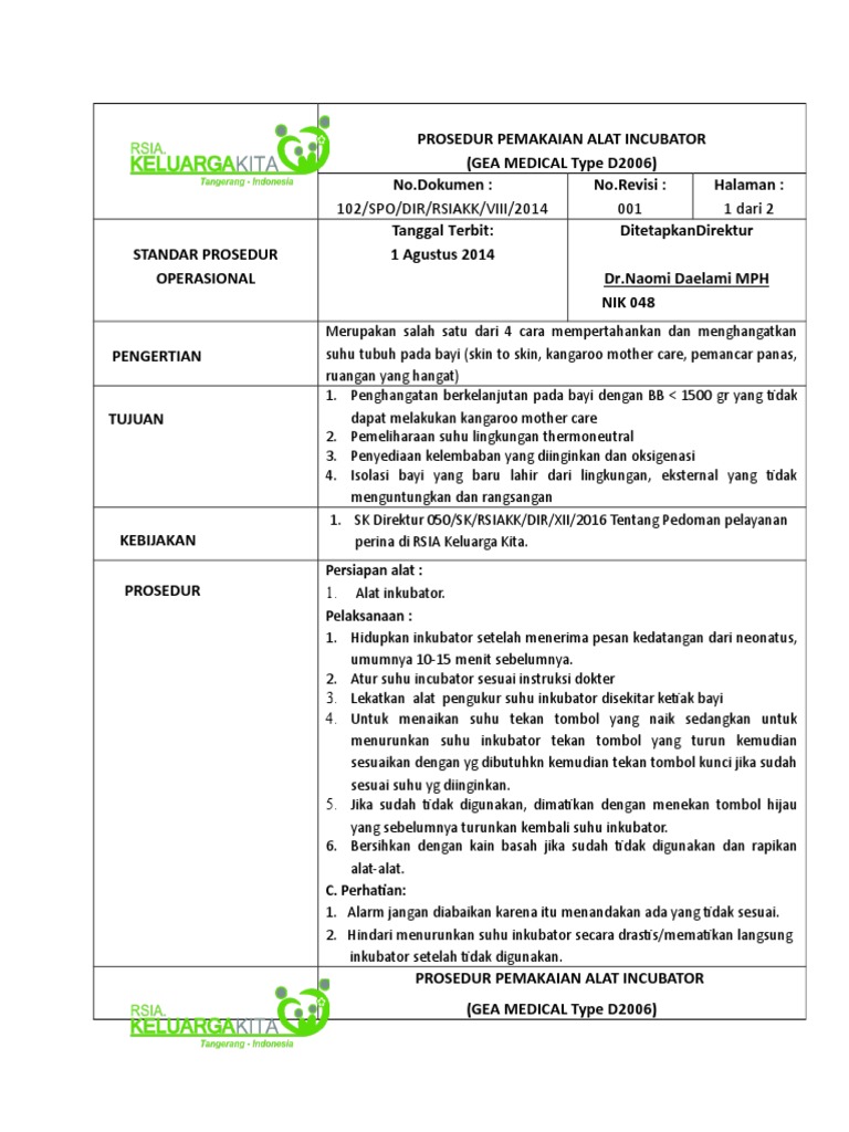 SOP Penggunaan Incubator 102 PDF