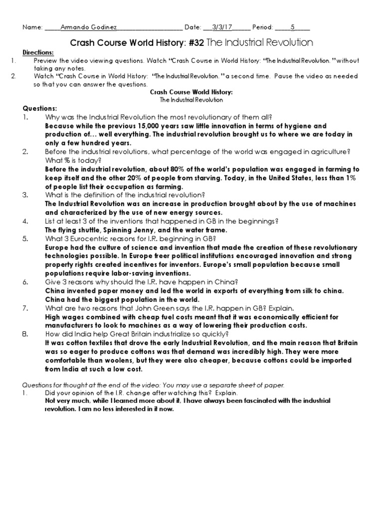 Crash Course World History 32 The Industrial Revolution PDF