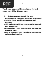 homeopathic treatment for corns on feet