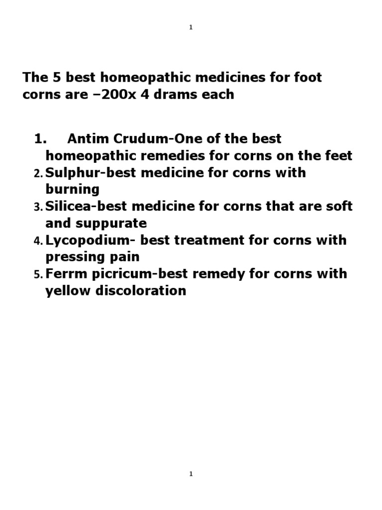 corn in foot homeopathic medicine