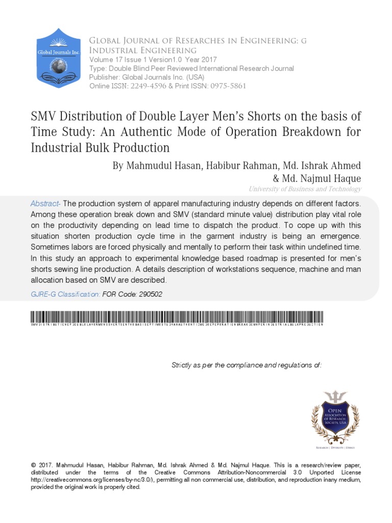 SMV Distribution of Double Layer Men's Shorts On The Basis of Time ...