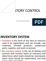 Inventory Control: Soumendra Roy