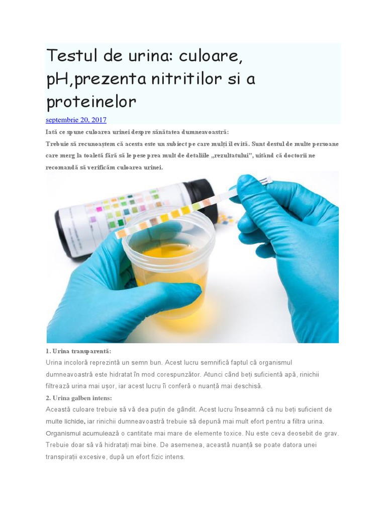 Testul De Urina Culoare Ph Prezenta Nitritilor Si A Proteinelor