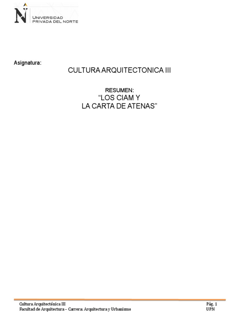 RESUMEN Carta de Atenas  Atenas  Calle  Prueba gratuita 