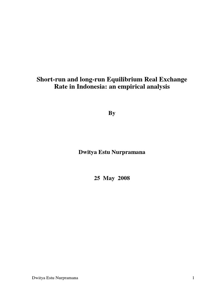 Equilibrium Real Exchange Rate in Indonesia | PDF | Long Run And Short ...