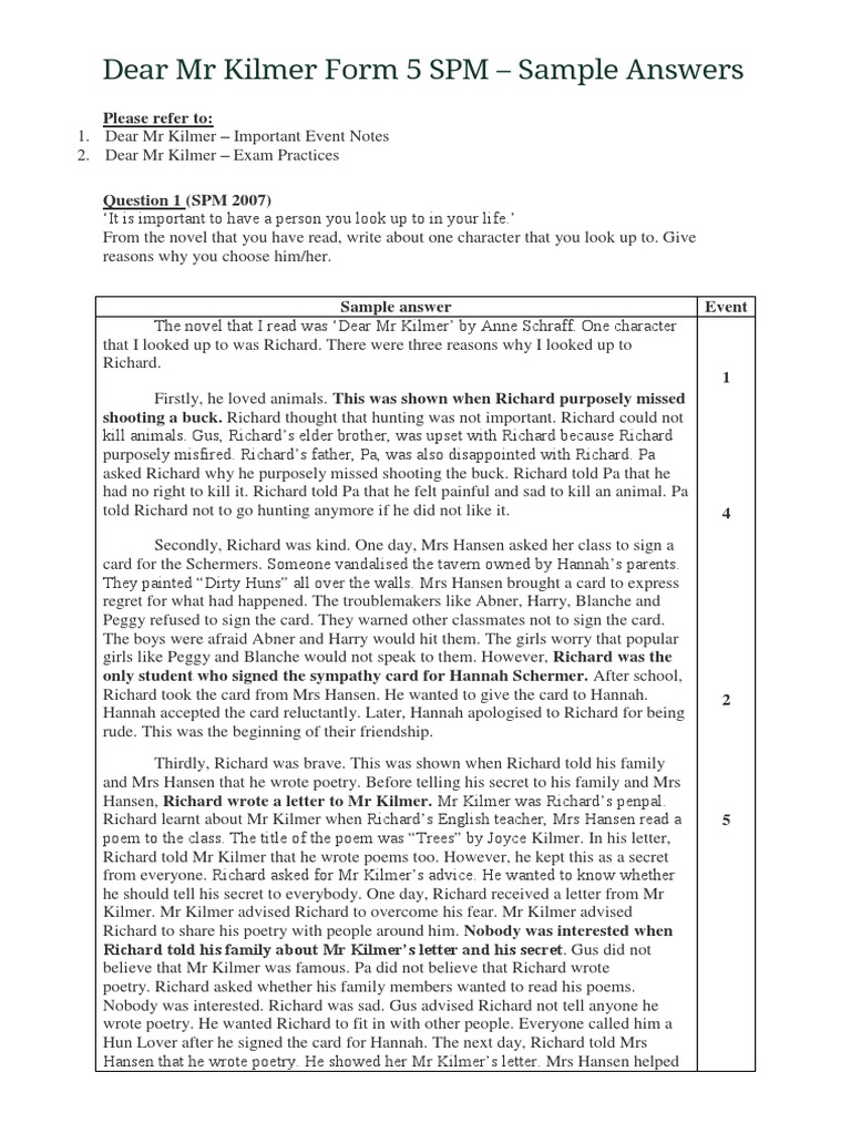 Sample essay dear mr kilmer 06 picture