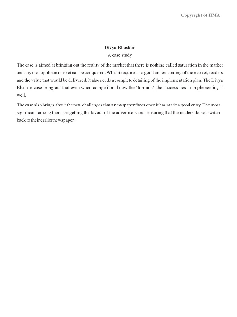 DVB IIMA Case Study | PDF | Gujarat | Newspaper Circulation