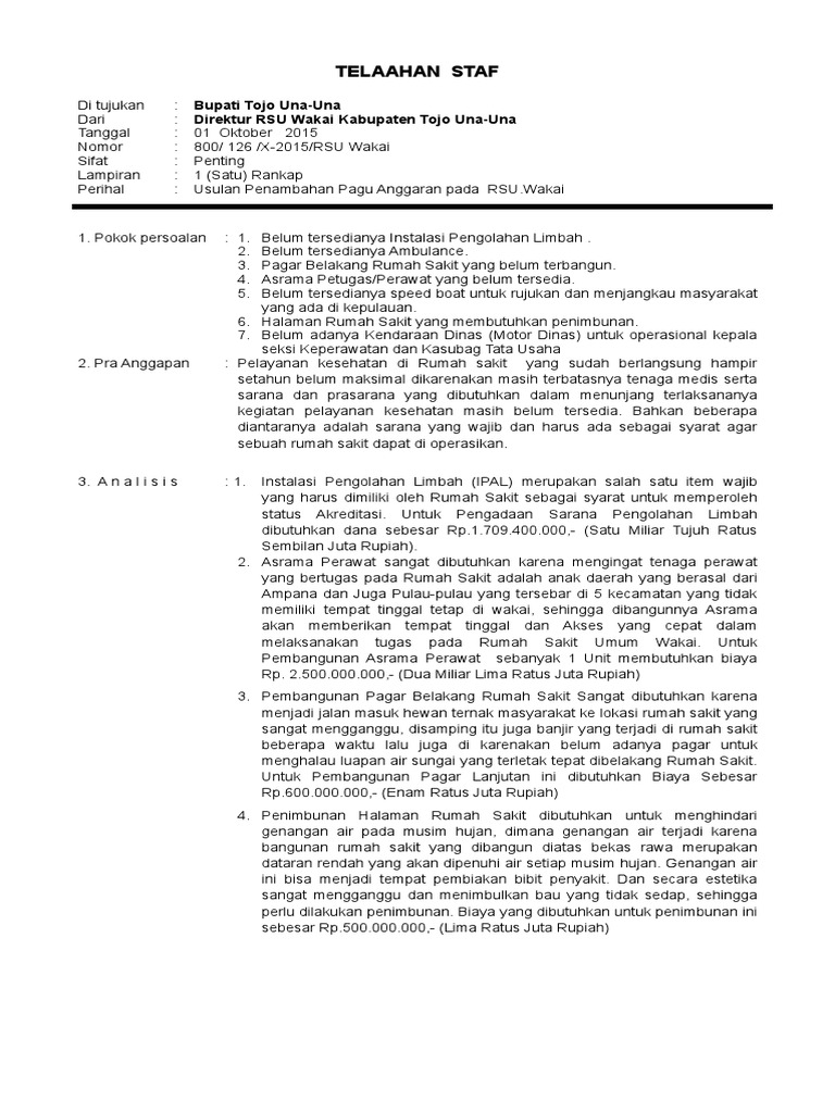 Telaahan staf keuangan dan