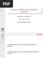 Constant-Coefficient Linear Differential Equations: Math 240 - Calculus III