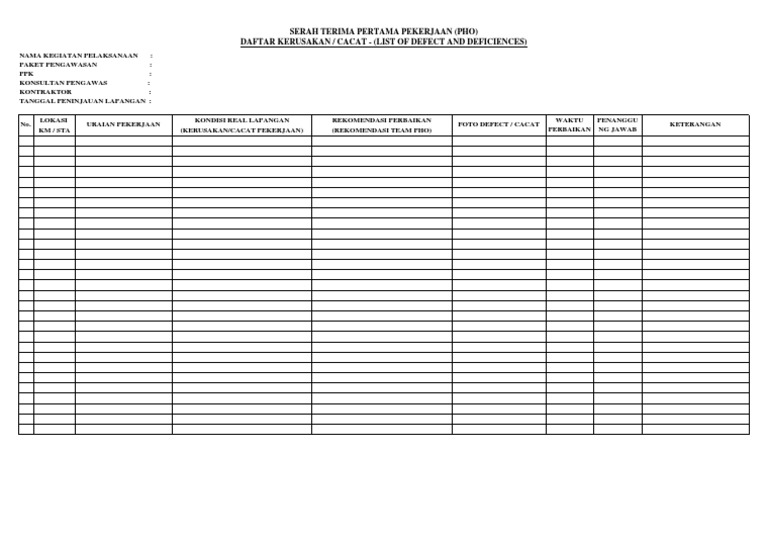 Daftar Serah Terima Pekerjaan Proyek | PDF | Pengelolaan Keuangan ...