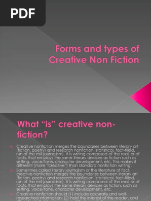 14. Forms and Types of Creative Non Fiction