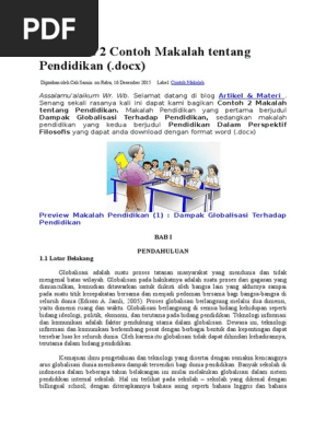 Contoh Makalah Pengaruh Globalisasi Terhadap Pendidikan Terkait Pendidikan