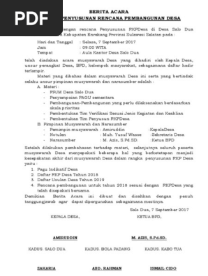 Berita Acara Musyawarah Desa