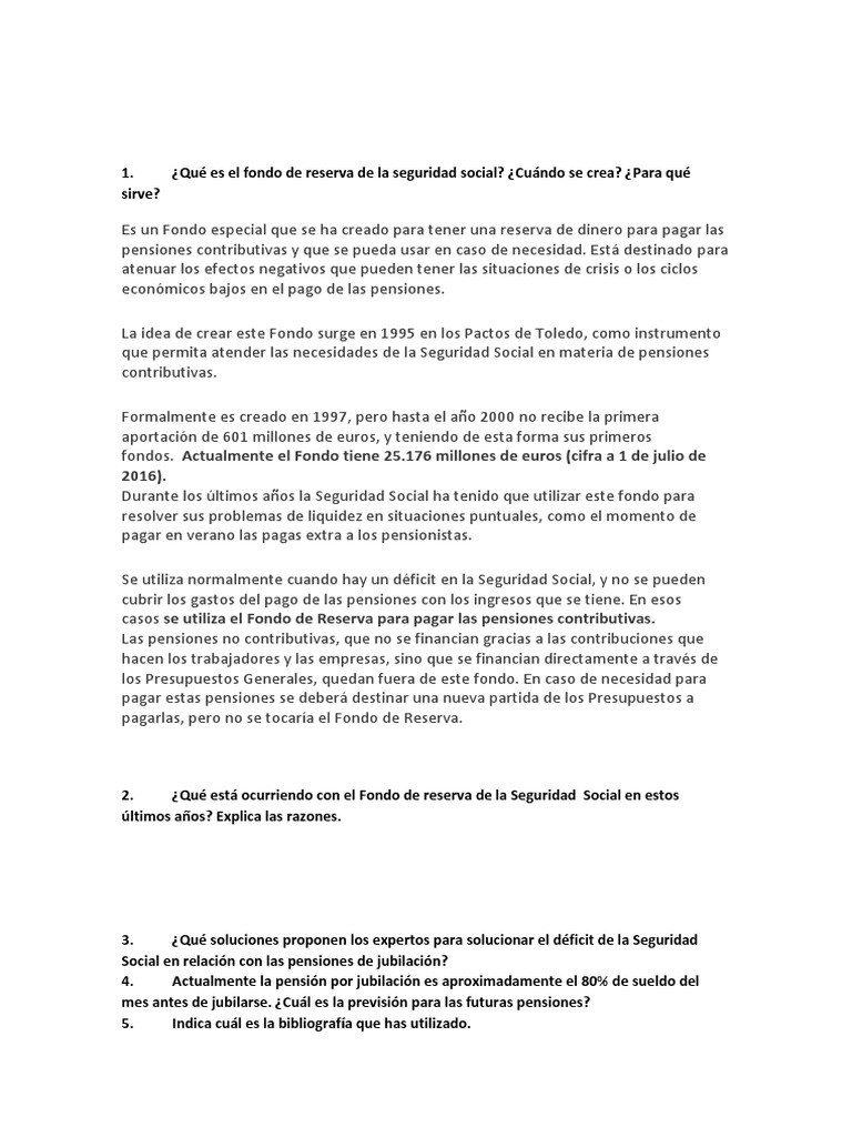 Qué Es El Fondo de Reserva de La Seguridad Social | PDF