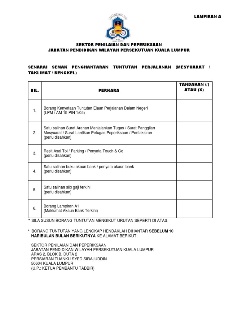 Senarai Semak Tuntutan Perjalanan  PDF