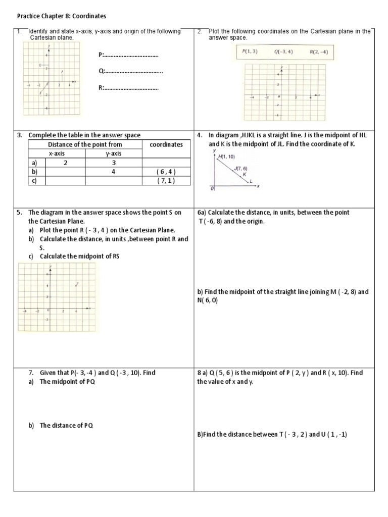Practice Chapter 8 | PDF | Cartesian Coordinate System | Abstract Algebra