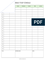 Weekly Study Schedule Mint With Times - Sun PDF