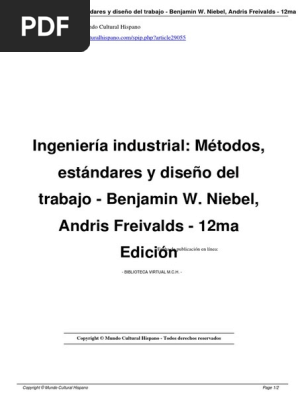 Ingenieria Industrial Metodos Estandares Y Diseno Del Trabajo