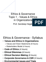 Ethics & Governance Topic 1 - Values & Ethics in Organizations