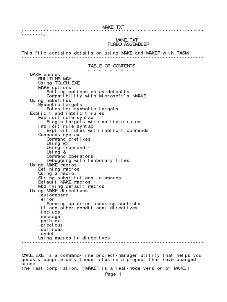 Make - For TASM | PDF | Computer Programming | Computer Architecture