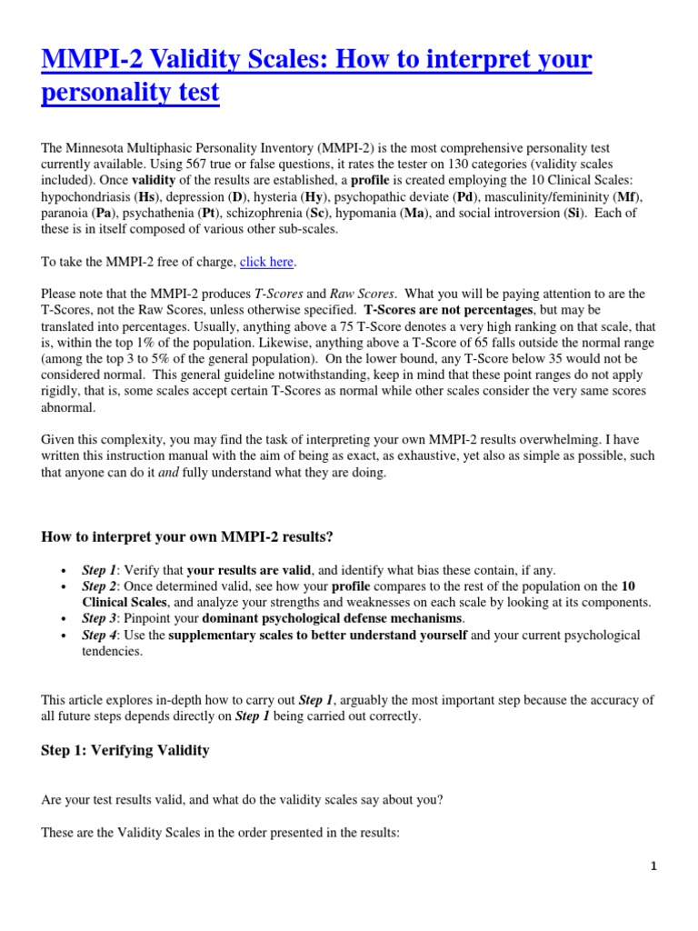 Interpreting MMPI-2 Validity Scales | PDF | Applied Psychology ...