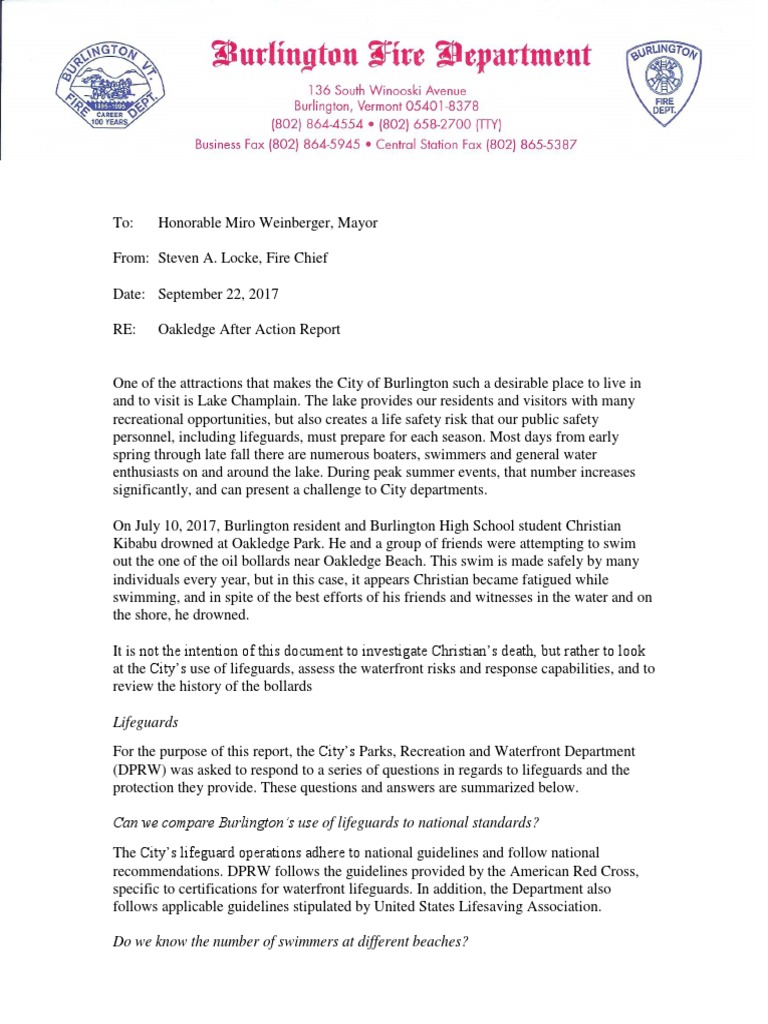 Burlington Lifeguard and Water Safety Report | PDF | Scuba Diving ...