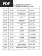 Jurists Bar Review Center: Schedule of Pre-Bar Lectures and Activities