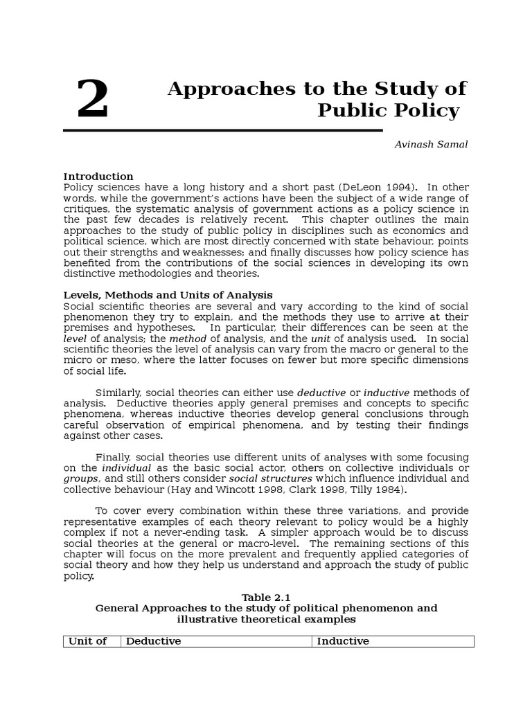 Approaches to Public Policy Study | PDF | Institution | Public Choice