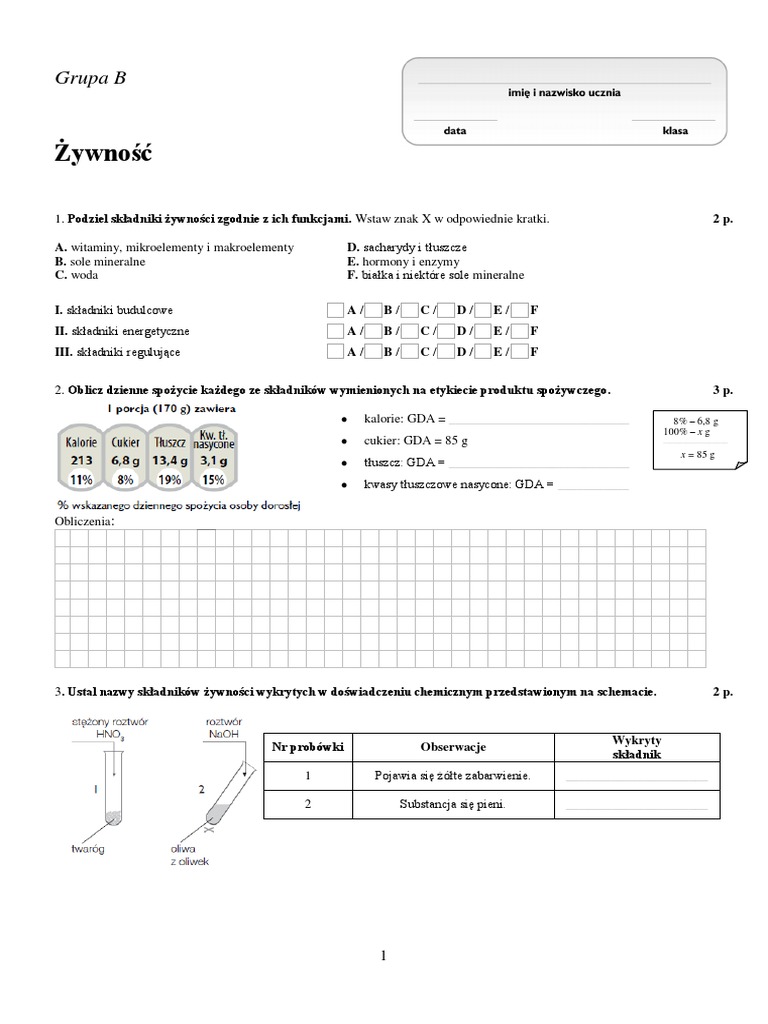 Sprawdzian środki Czystości I Kosmetyki Nowa Era