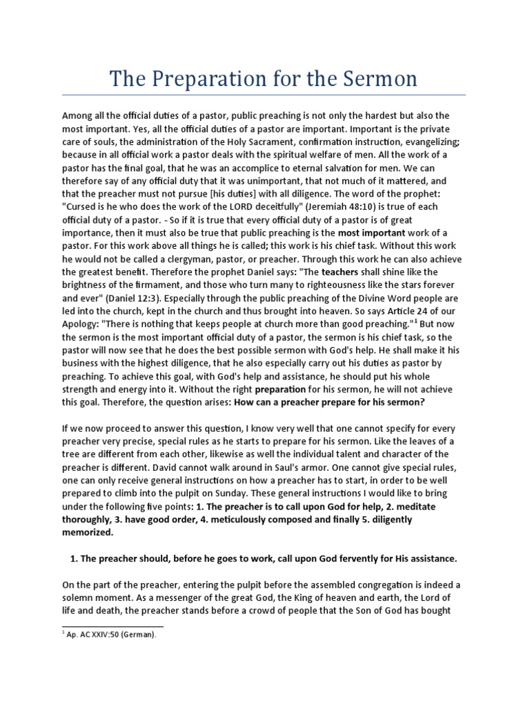 The Preparation for the Sermon