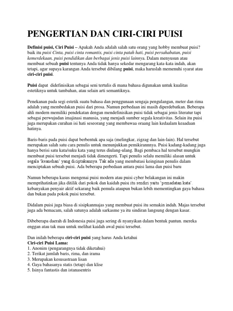 Karangan Bebas Yang Tak Terikat Kaidah Dalam Puisi KT Puisi