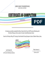 Certificate of Completion: Loboc Music Foundation Inc