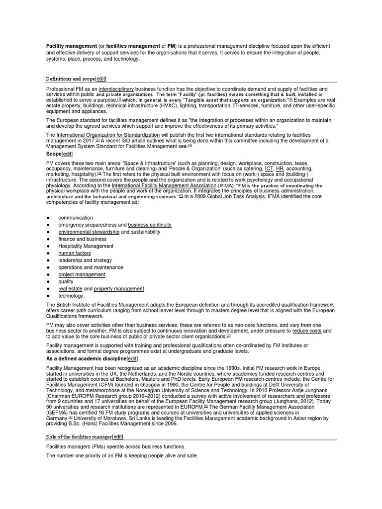 Facility Management Pdf Business Science