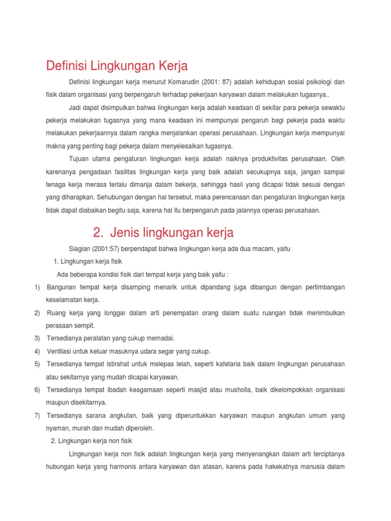Definisi Lingkungan Kerja Pdf