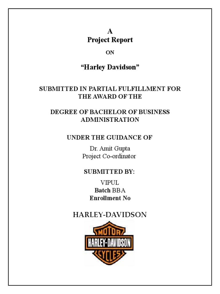 Project On Harley Davidson | PDF | Harley Davidson | Motorcycle