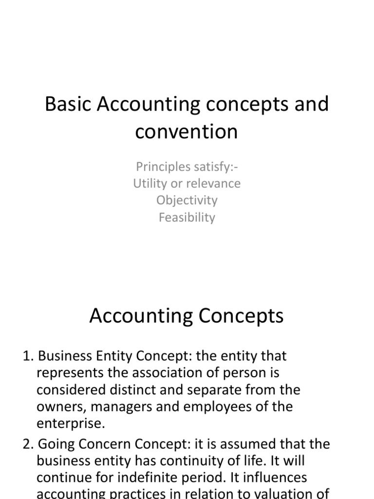Basic Accounting Concepts and Convention | PDF | Debits And Credits ...
