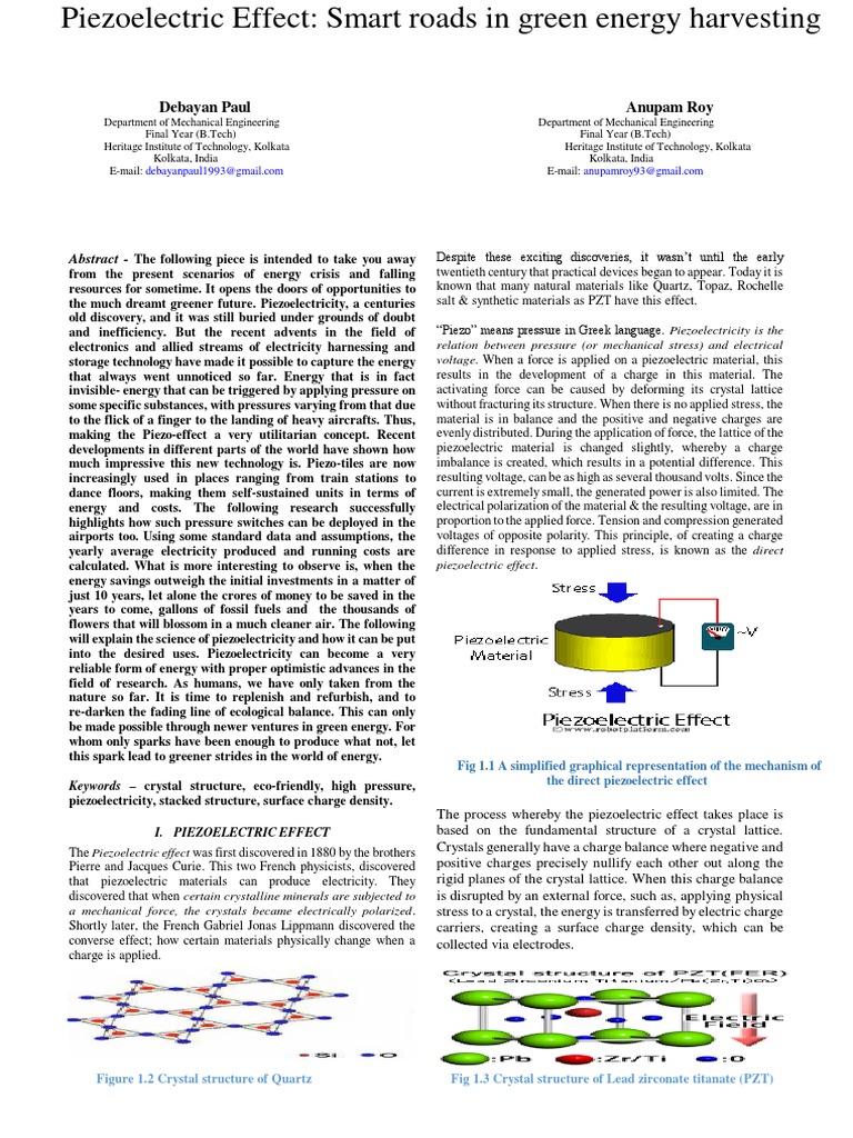 Piezoelectric Effect - Smart Roads in Green Energy Harvesting | PDF ...